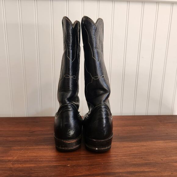 Tony Lama Women's Size 4 Cowboy Boots Vintage Style 7075 Black Leather Pre-owned - Picture 5 of 8